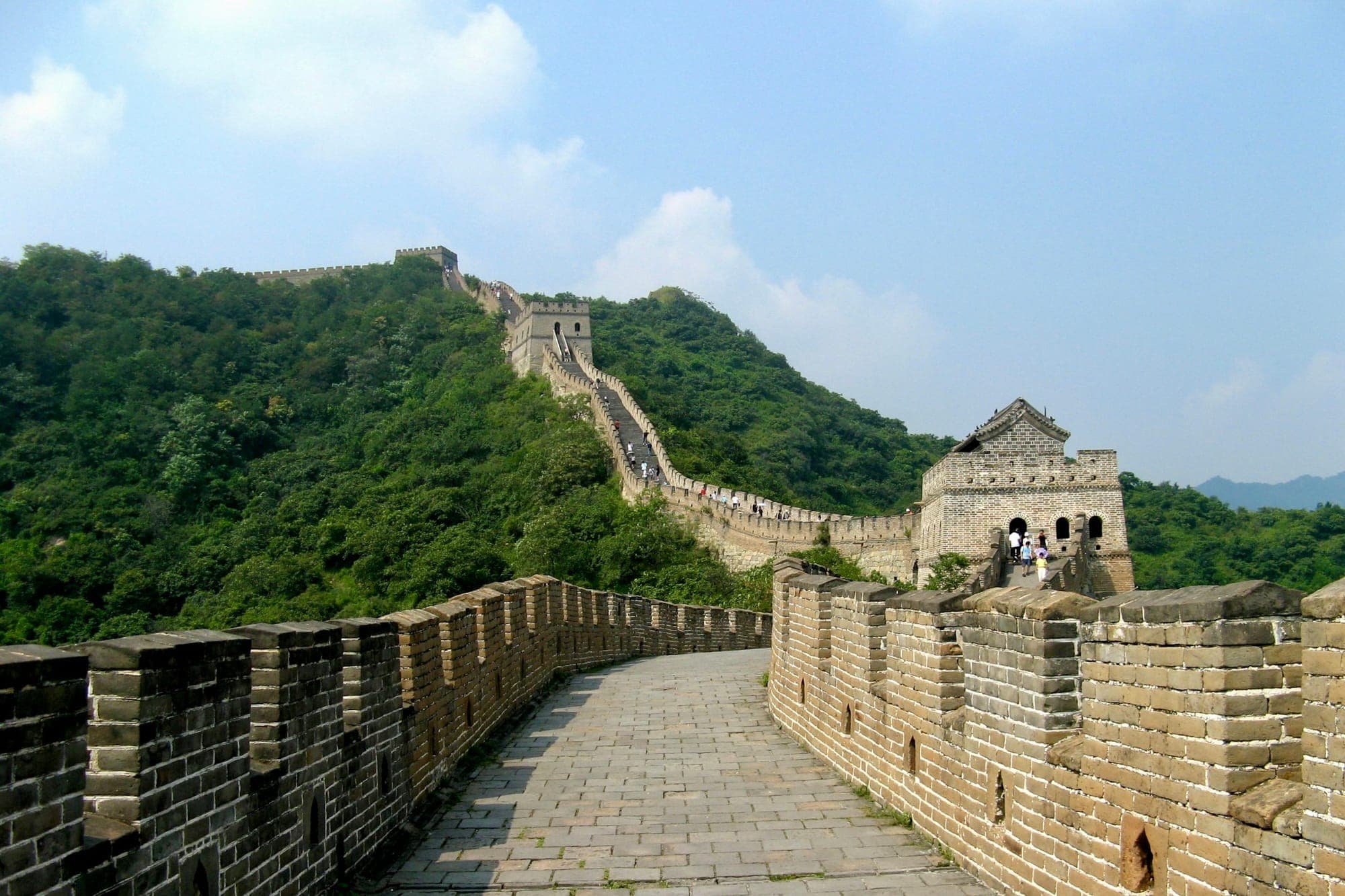The Mutianyu Great Wall winding over green hills, Beijing